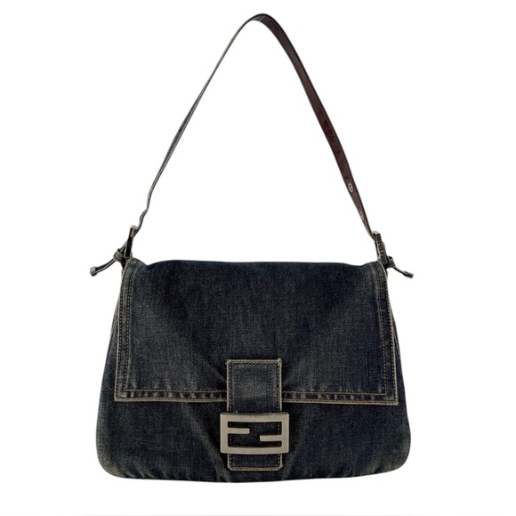 Fendi Handbags - Fendi Denim Mamma Baguette Shoulder Bag